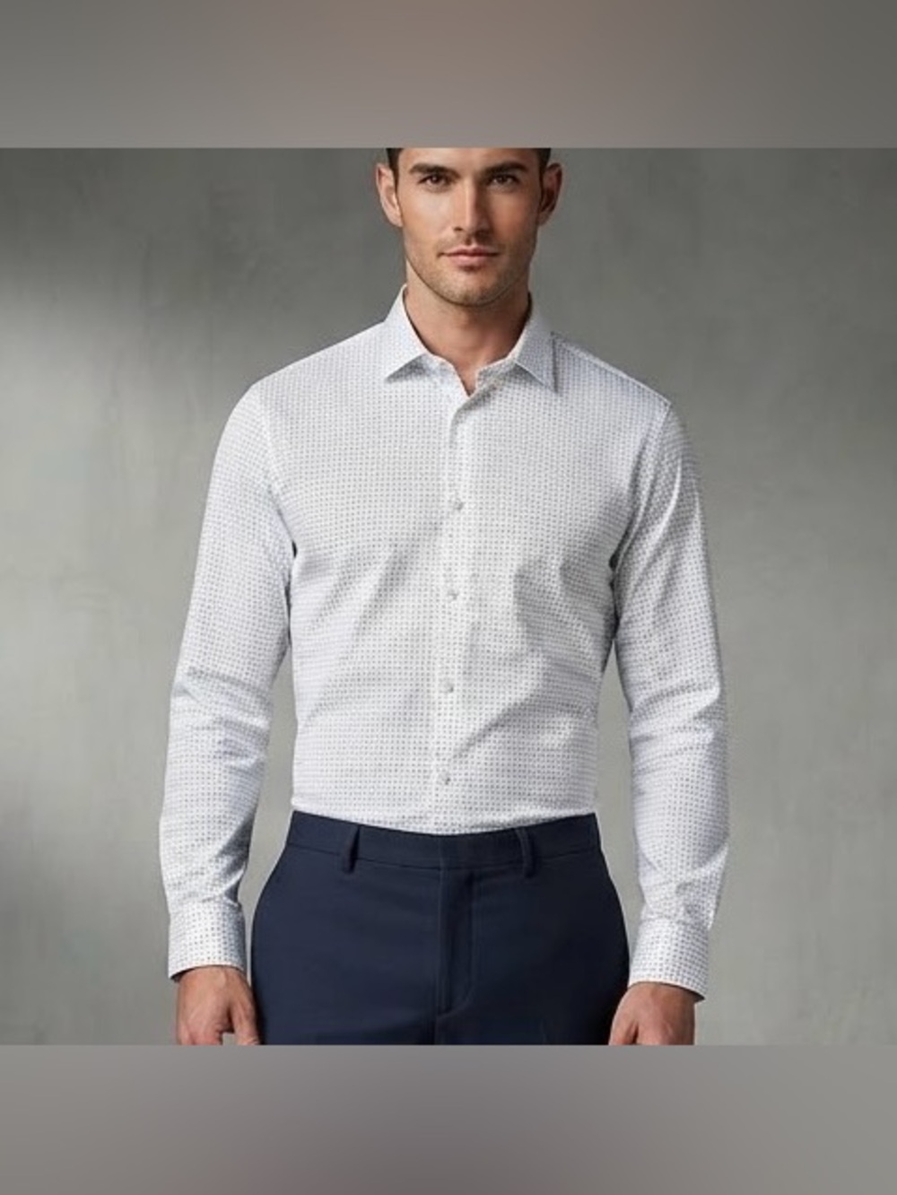 Calvin Klein Extreme Slim Fit Non Iron Dress Shirt Geometric Print Size XL 17.5